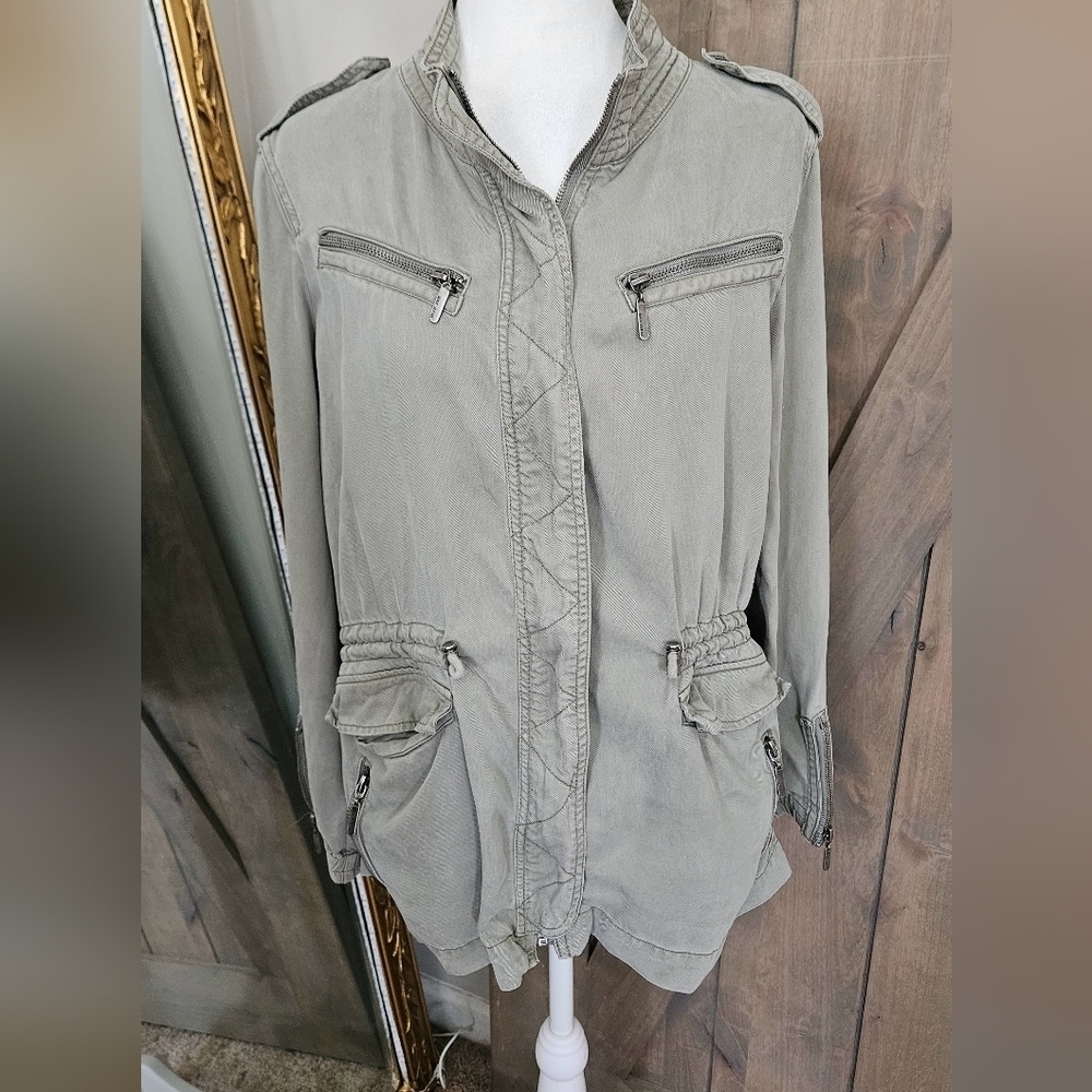 Max Jeans 100% Tencel Utility Jacket Light Olive Green Medium - Picture 2 of 15